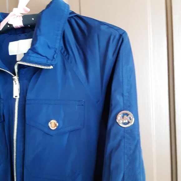 Michael Kors Women's Trench Coat size S Navy Blue Zip Front - Picture 3 of 15